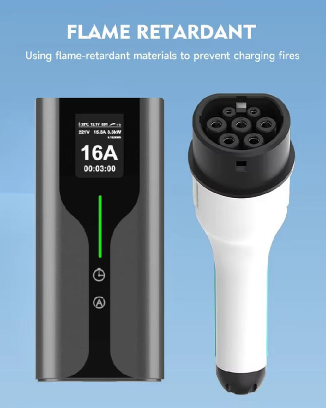 Bar2Charge 3,7 kW Mobiles EV-Ladegerät Typ 2 6–16 A IP67 Timerfunktion