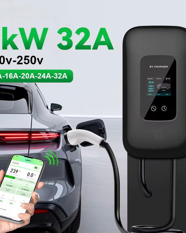 Bar2Charge Ladestation 7kW – 1-phasig – Typ 2 – 5m Kabel – App-Steuerung – Wasserdicht IP65 – Für Elektro- &amp; Hybridautos