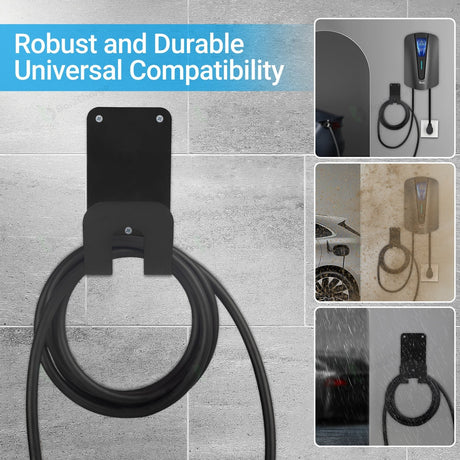 EV Laadkabel Houder – Wandmontage Zwart | Universeel Type 2 | Inclusief Montageset - Universeel