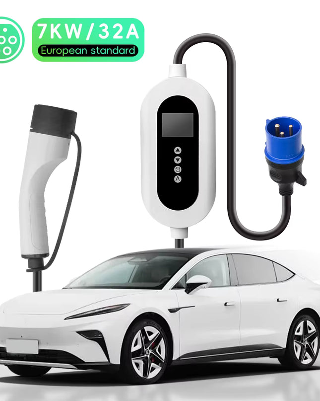 Bar2Charge D32A 7 kW Mobiele Thuislader 5 Meter Type 2 – IP66 Waterdicht – Draagbare EV Lader