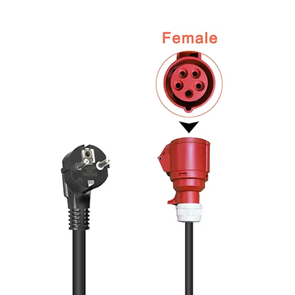 CEE 5-polig 16A (400V) Female naar Schuko Adapter – 0,5 Meter – Waterdicht