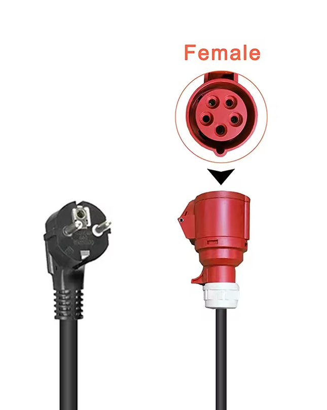 CEE 5-polig 16A (400V) Female naar Schuko Adapter – 0,5 Meter – Waterdicht
