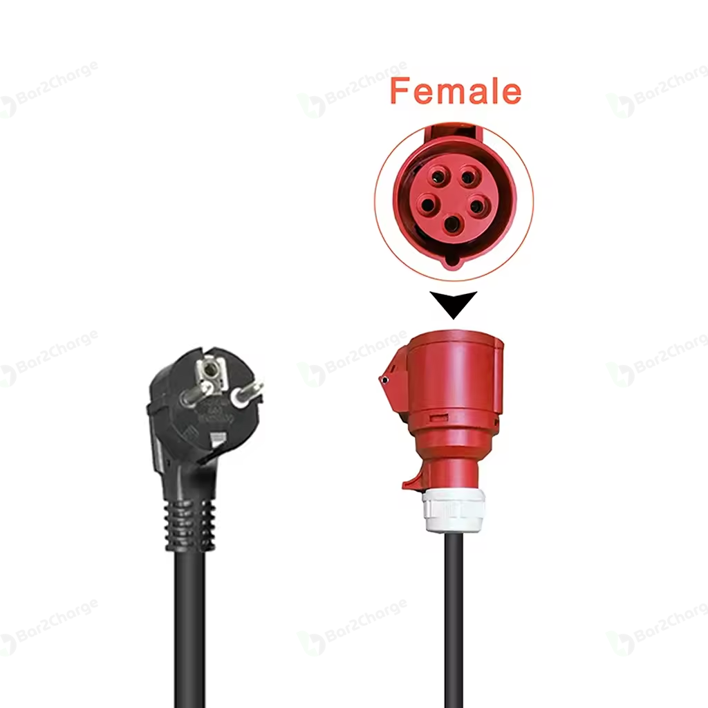CEE 5-polig 16A (400V) Female naar Schuko Adapter – 0,5 Meter – Waterdicht