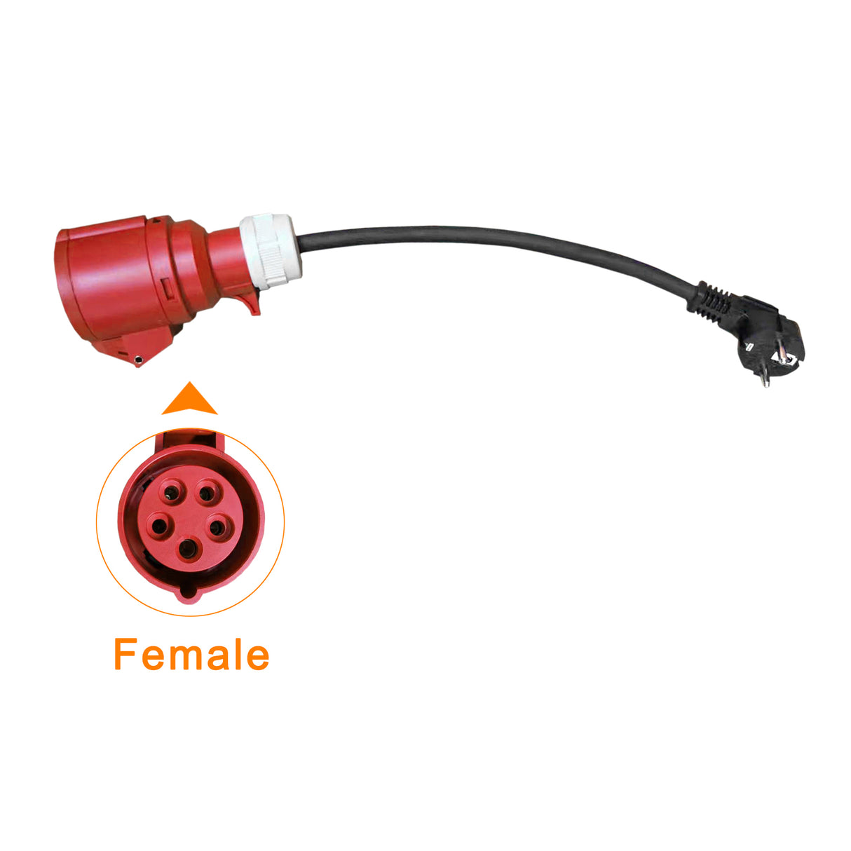 CEE 5-polig 16A (400V) Female naar Schuko Adapter – 0,5 Meter – Waterdicht