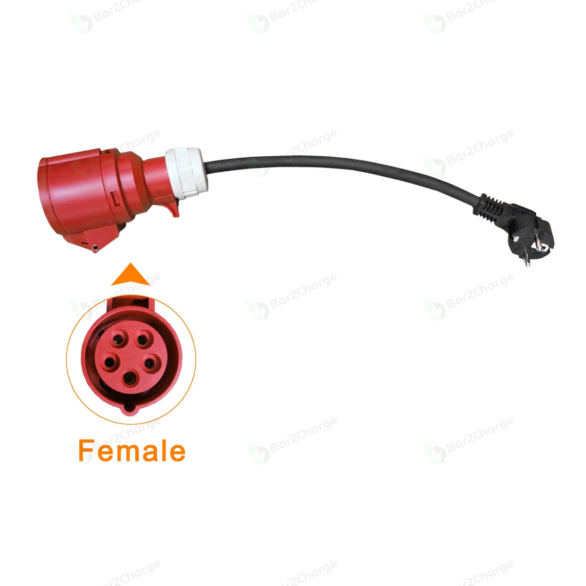 CEE 5-polig 16A (400V) Female naar Schuko Adapter – 0,5 Meter – Waterdicht