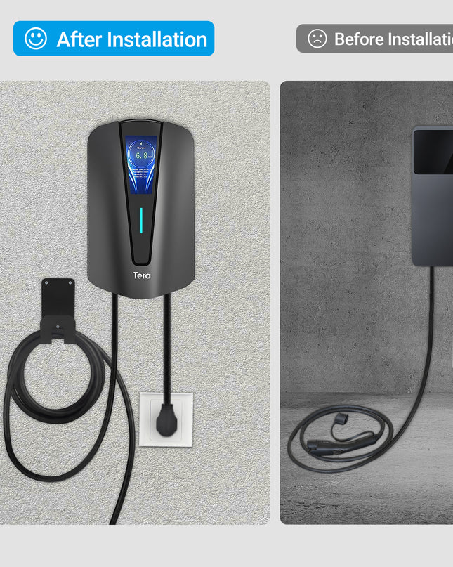 EV Laadkabel Houder – Wandmontage Zwart | Universeel Type 2 | Inclusief Montageset