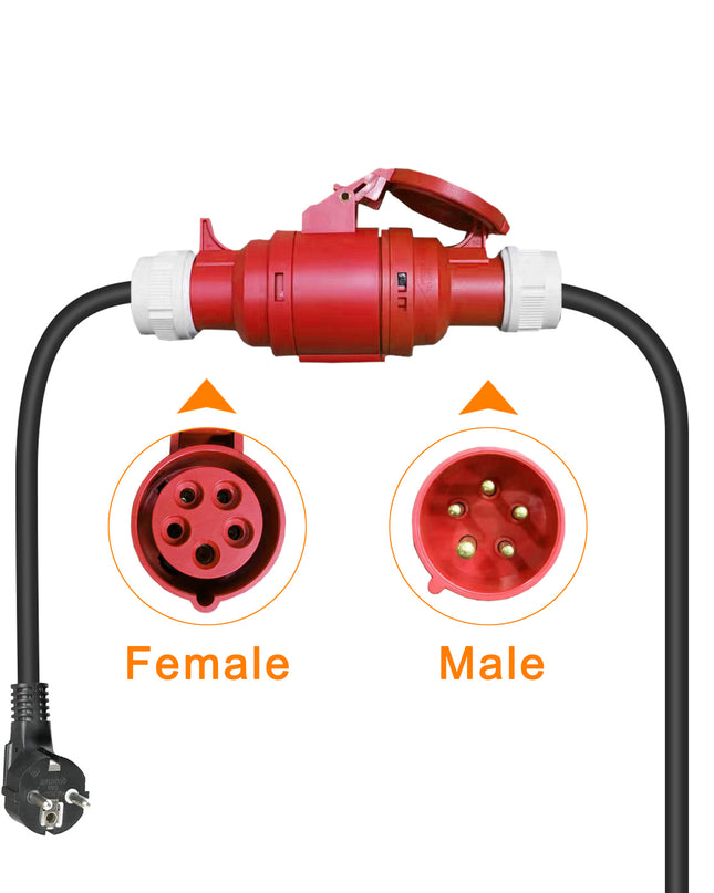 CEE 5-polig 16A (400V) Female naar Schuko Adapter – 0,5 Meter – Waterdicht