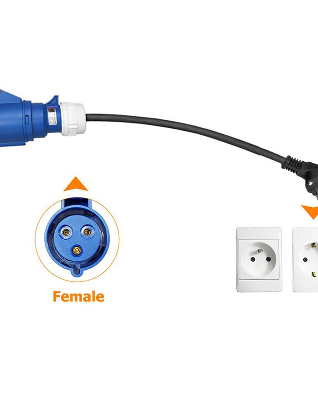 CEE Female naar Schuko Adapter – 230V / 16A – Waterdicht – Max. 3,7 kW
