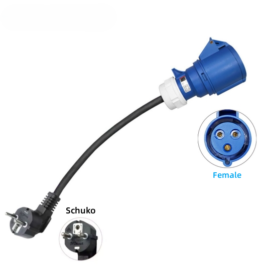 CEE Female naar Schuko Adapter – 230V / 16A – Waterdicht – Max. 3,7 kW