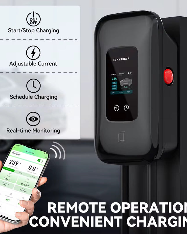 Bar2Charge Ladestation 7kW – 1-phasig – Typ 2 – 5m Kabel – App-Steuerung – Wasserdicht IP65 – Für Elektro- &amp; Hybridautos