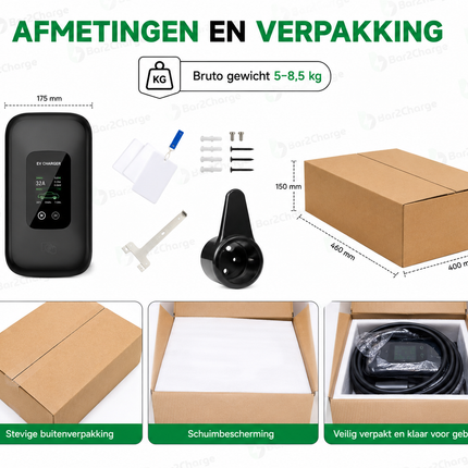 L6 Pro GO-E31 11 kW Laadpaal Wallbox (3-fase 16A) – Type 2 Met 5 m, 6 m, 10 m of 15 m laadkabel + App-functie