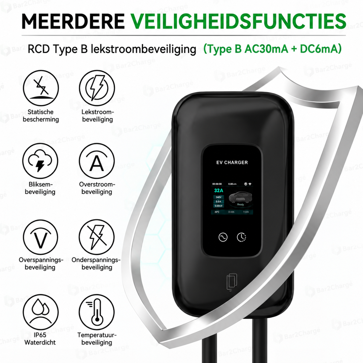 L6 Pro GO-E31 11 kW Laadpaal Wallbox Type 2 (3-fase 16A) – 5 t/m 20 Meter Laadkabel + App