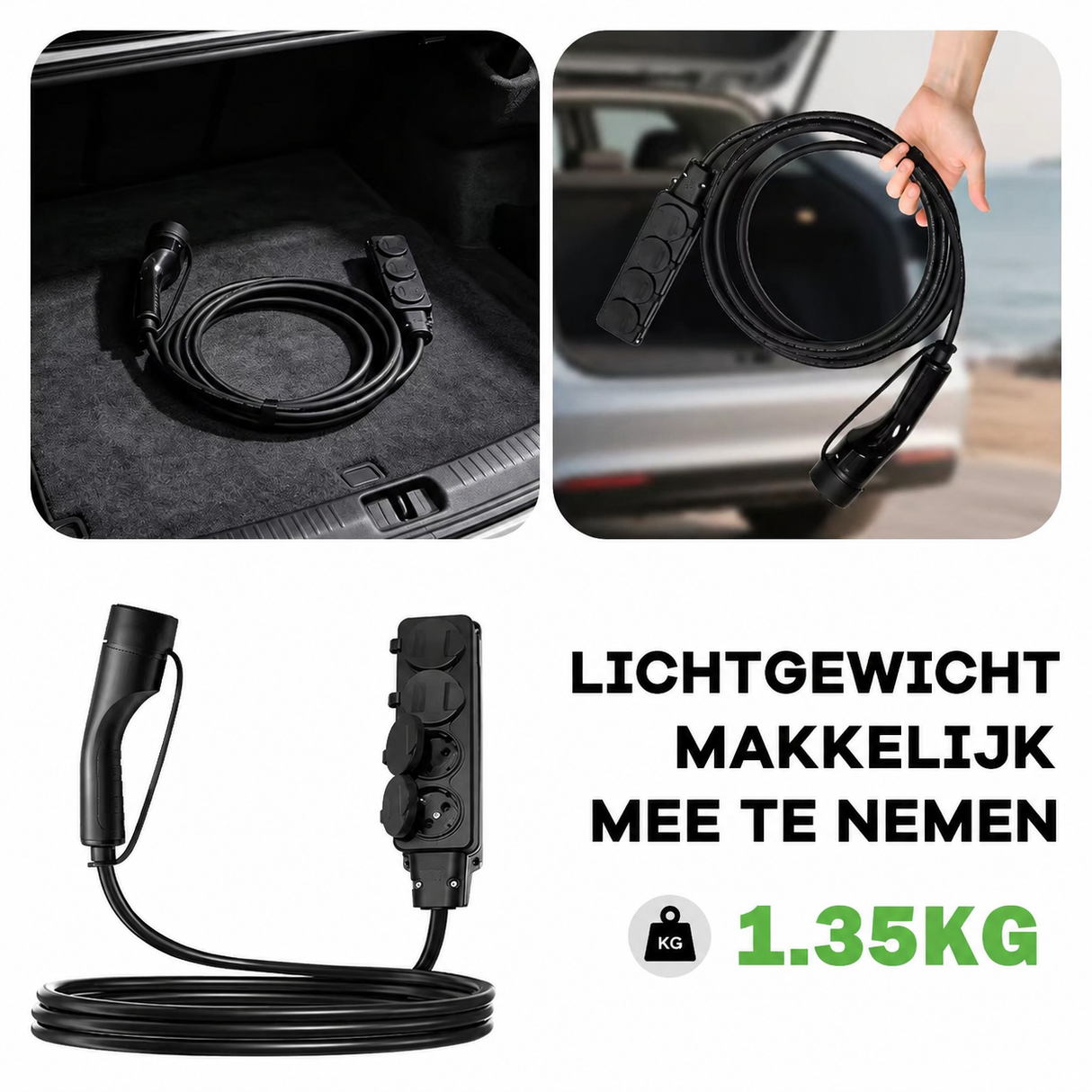 V2L Adapter Type 2 – 5 meter - 4x EU Stopcontact – Vehicle to Load