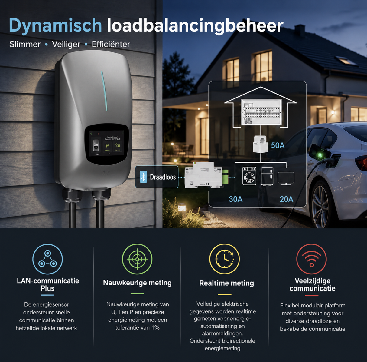 WityPower Laadpaal 7,4 / 11 / 22 kW | Type 2 5M | App, RFID & Optionele Load Balancing