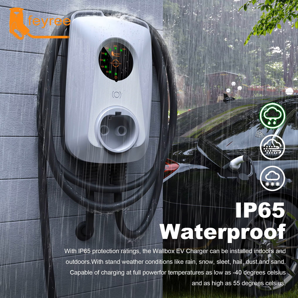 Laadpaal 7 kW – 1-fase 32A, Type 2, met 5 meter kabel | Basis Plug & Play model