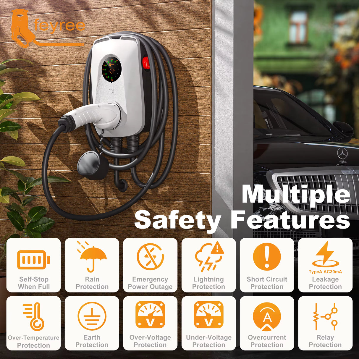 Laadpaal 7 kW – 1-fase 32A, Type 2, met 5 meter kabel | Basis Plug & Play model