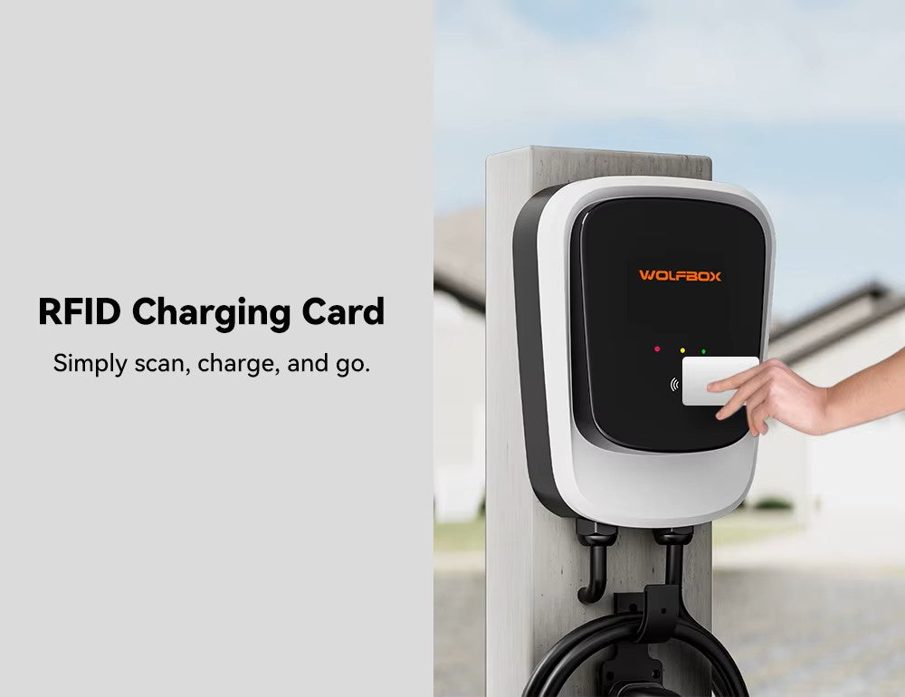 Wolfbox laadpaal 7 kW, 1-fase 32 A, Type 2, met 5 meter laadkabel, app en RFID