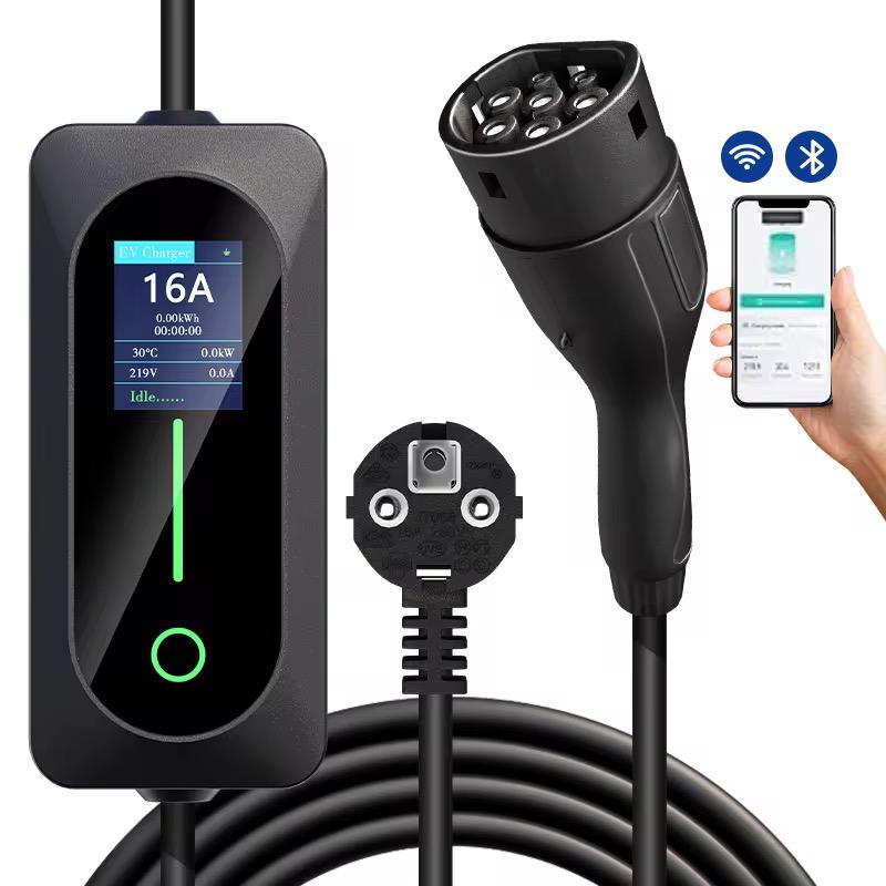 Bar2Charge Mobiele Thuislader Type 2 3.7kW IP67 Slimme Autolader met APP Control 5 Meter Uitgesteld Laden