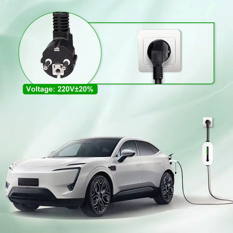 Schuko-stekker van de witte Bar2Charge A8 Pro mobiele thuislader