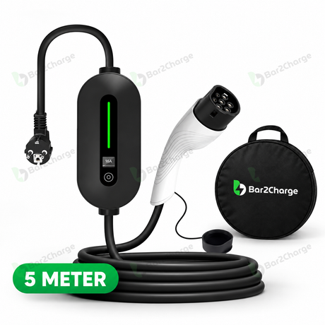 Bar2Charge A8 Pro zwart 3,7 kW mobiele thuislader Type 2 5 meter met draagtas