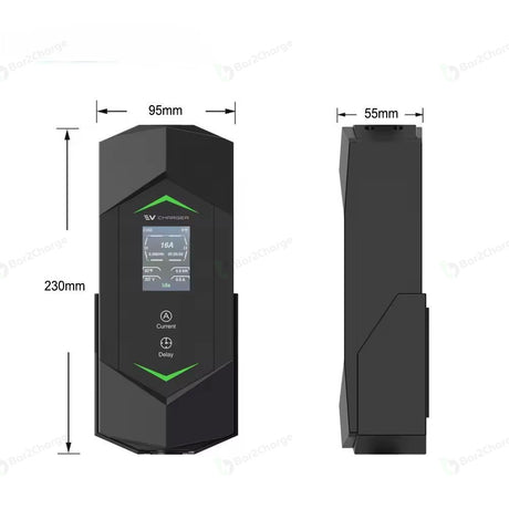 Afmetingen van de Bar2Charge B5 laadunit: 230 bij 95 bij 55 millimeter