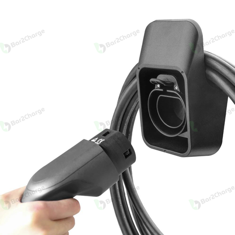 Bar2Charge Dock 2 laadstekkerhouder zwart met Type 2 laadstekker en kabel