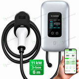 Bar2Charge L6 Pro 11 kW laadpaal zilver – 3-fase 16A met 6 meter laadkabel en app