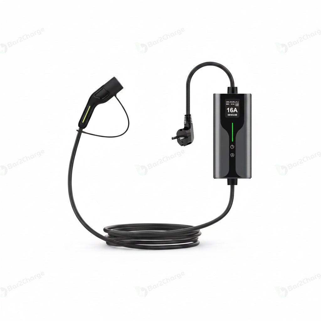 Bar2Charge mobiele thuislader 3,7 kW met Type 2-kabel en Schuko-stekker