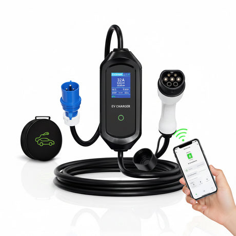 Bar2Charge mobiele thuislader 7,4 kW met Type 2-kabel, CEE-stekker, app en draagtas