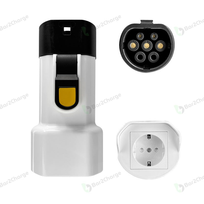 Bar2Charge Nova 16 witte Type 2 V2L-adapter naar Schuko-stopcontact, 16A, IP54