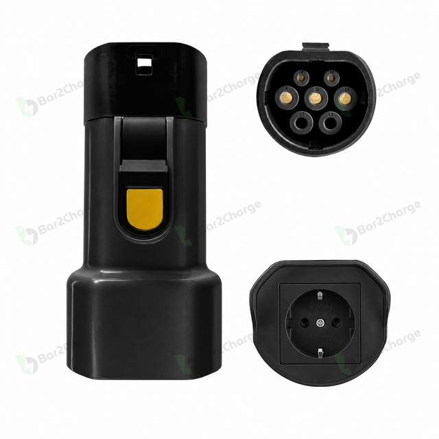 Bar2Charge Nova 16 zwarte V2L-adapter Type 2 naar Schuko 16A IP54 – productfoto 1