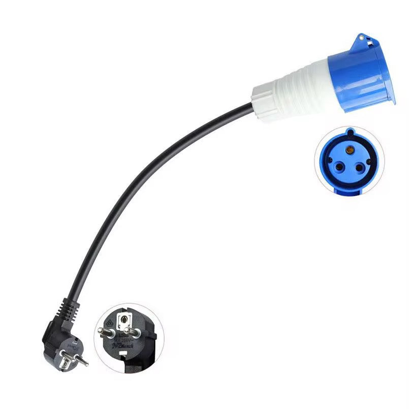 Schuko-naar-CEE-adapter voor laden via een geaard 230V-stopcontact