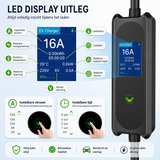LCD-scherm van de Bar2Charge ST-E210 met instelbare laadstroom tot 16A
