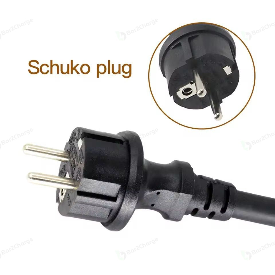 Geaarde Schuko-stekker van de Bar2Charge ST-E210 mobiele thuislader