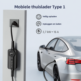 Bar2Charge Type 1 mobiele thuislader van 3,7 kW en 16A tijdens het opladen