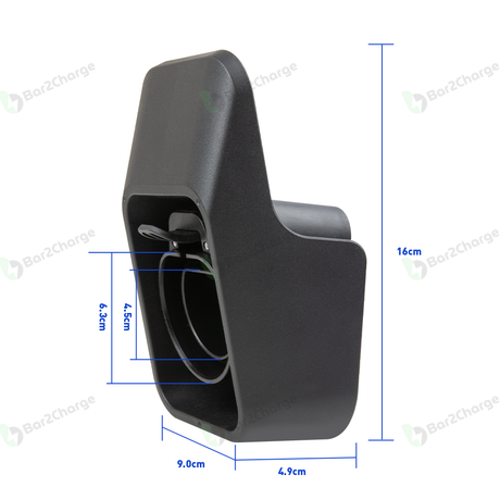 Bar2Charge Dock 2 laadstekkerhouder zwart – afmetingen en wandmontage