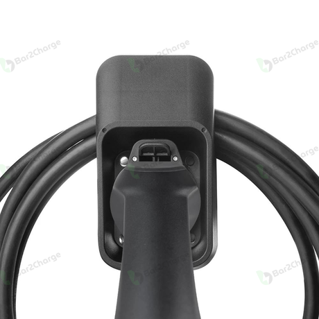 Bar2Charge Dock 2 zwarte Type 2 laadstekkerhouder met laadkabel – vooraanzicht
