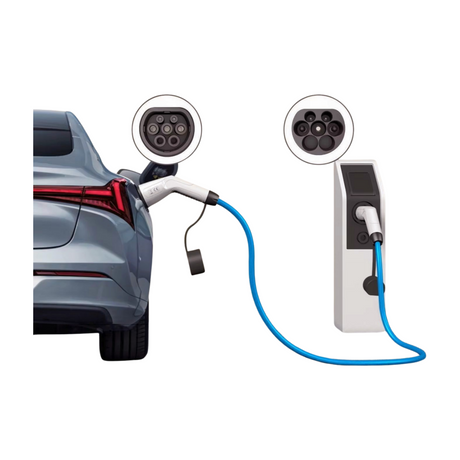 Blauwe Type 2 laadkabel met IP54- en IP55-bescherming