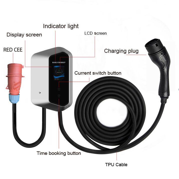 Bar2Charge VCS-Z21 Laadpaal – 3-Fase Wallbox met App – RFID – Type 2 – 5m Kabel – EV & Hybride
