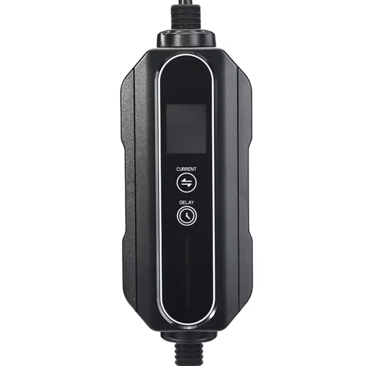 LCD-scherm van de Bar2Charge Mode 2 mobiele lader ingesteld op 16A