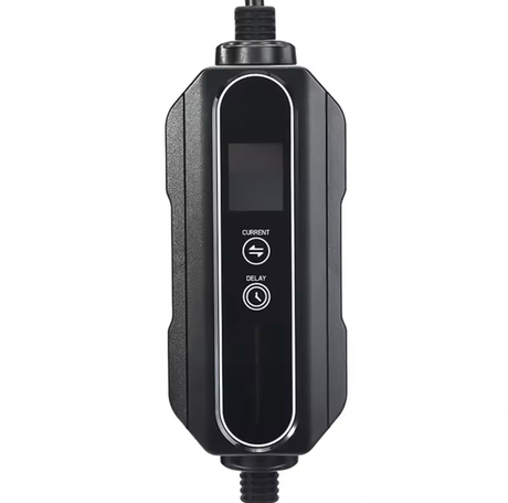 LCD-scherm van de Bar2Charge Mode 2 mobiele lader ingesteld op 16A
