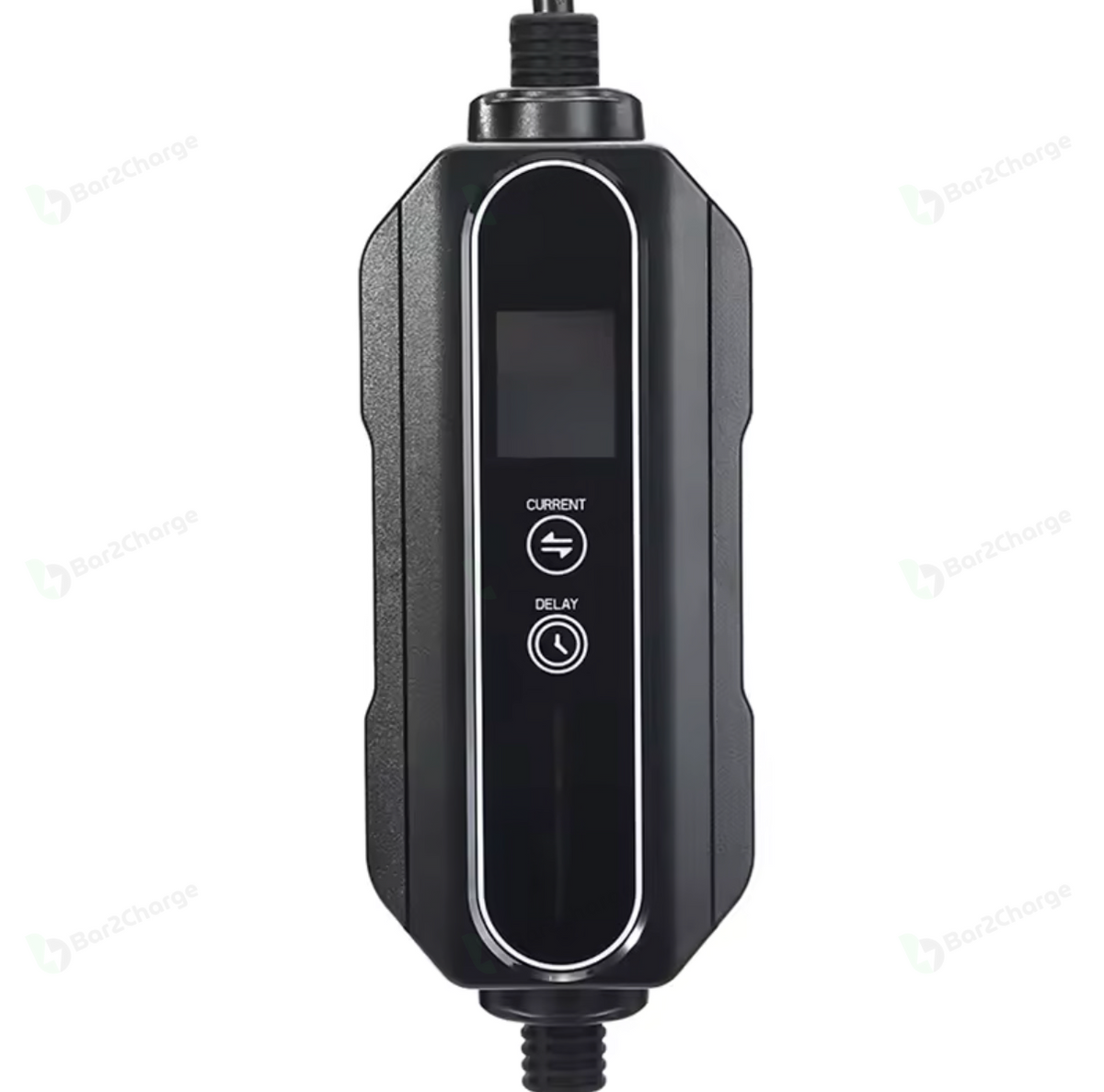LCD-scherm van de Bar2Charge Mode 2 mobiele lader ingesteld op 16A