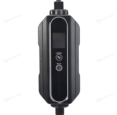 LCD-scherm van de Bar2Charge Mode 2 mobiele lader ingesteld op 16A