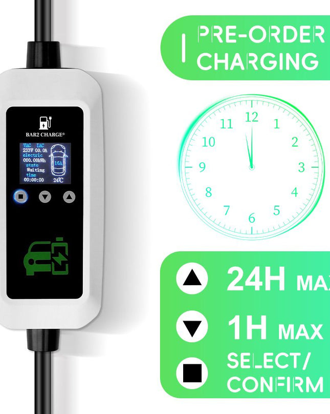 Bar2Charge 3,7kW Mobiles Heimladegerät Typ 2 5m Kabel 16A 1-phasig IP66 wasserdicht Einstellbar 8A-16A Verzögerte Ladefunktion