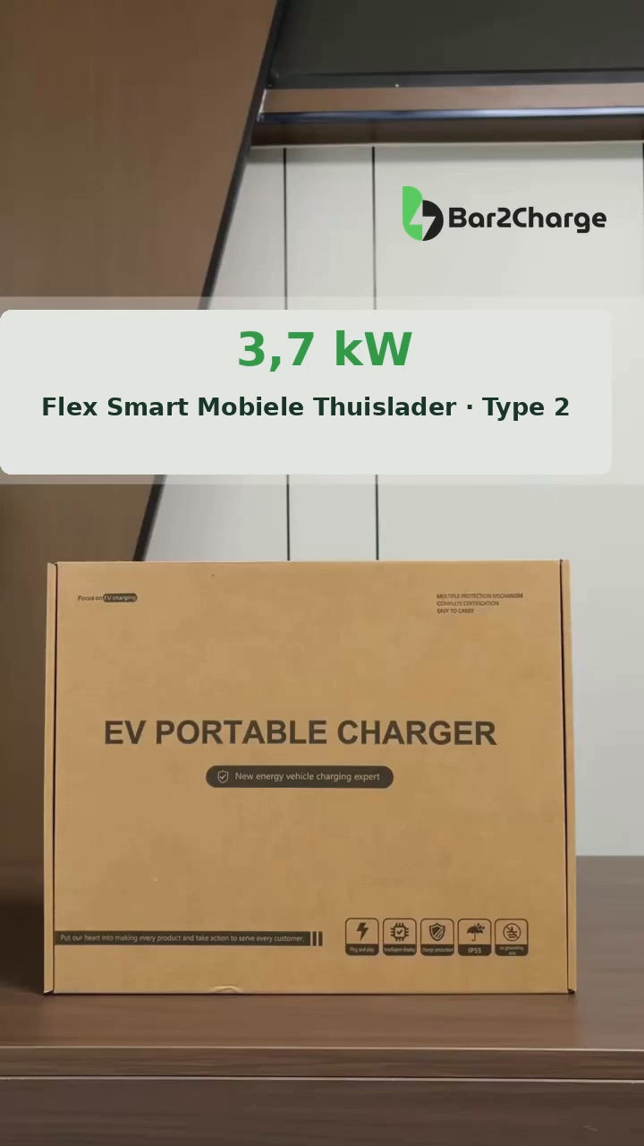 Caricatore domestico mobile intelligente Bar2Charge Flex | Tipo 2 | 3,7 kW | app | 5, 10 o 15 metri