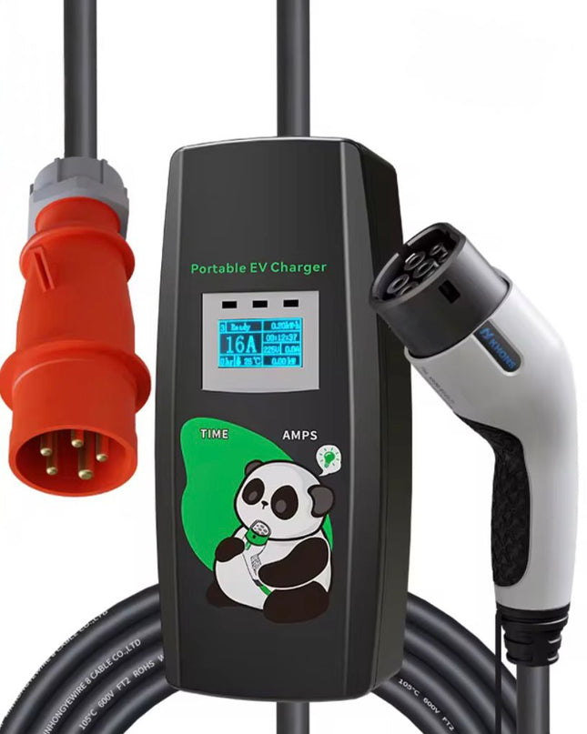 Khons 11kW Wohnmobil Ladegerät Auto Typ 2 - CEE Stecker + Schuko Adapter 3 Phasen 16A 5 Meter