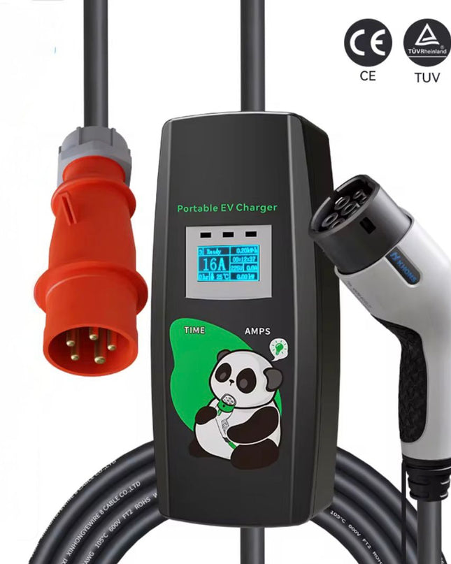Khons 11kW Wohnmobil Ladegerät Auto Typ 2 - CEE Stecker + Schuko Adapter 3 Phasen 16A 5 Meter