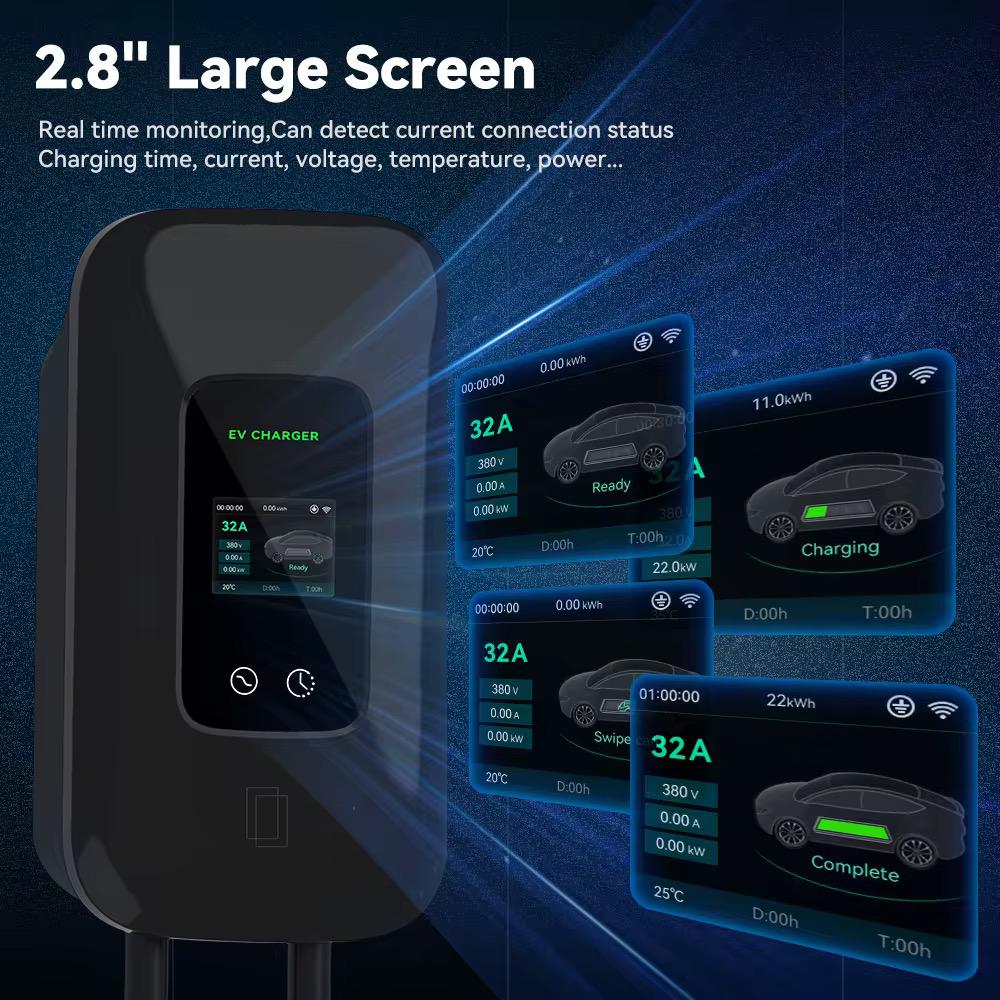 L6 PRO Laadpaal – Wallbox 3-fase | Type 2 | 5m Kabel | 11 kW & 22 kW | RFID & APP| IP65 Waterdicht