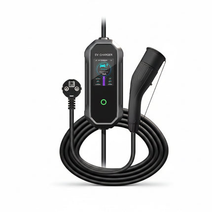 Chargeur maison Bar2Charge pour véhicule électrique type 2 – 3,7 kW | 16 A | Câble de 5 m | Chargeur mobile pour voiture électrique via prise UE | IP65 | 6 A–16 A réglable | Sac inclus