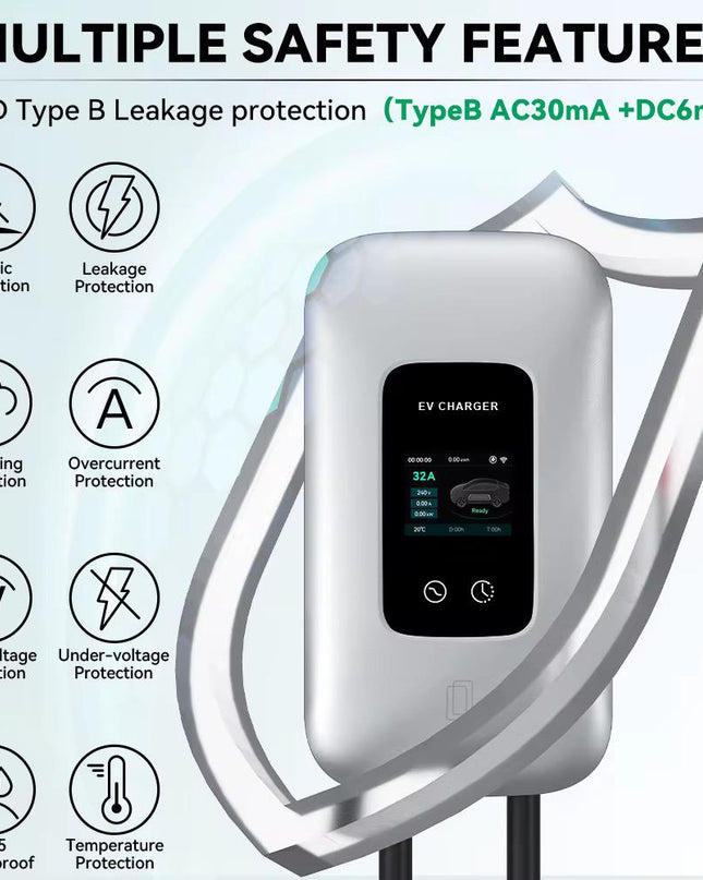 Bar2Charge 11kW Wallbox-Ladestation – 3-Phasen 16A – Typ 2 – App-Steuerung – IP65 – 5m Kabel – Für Elektro- und Hybridautos